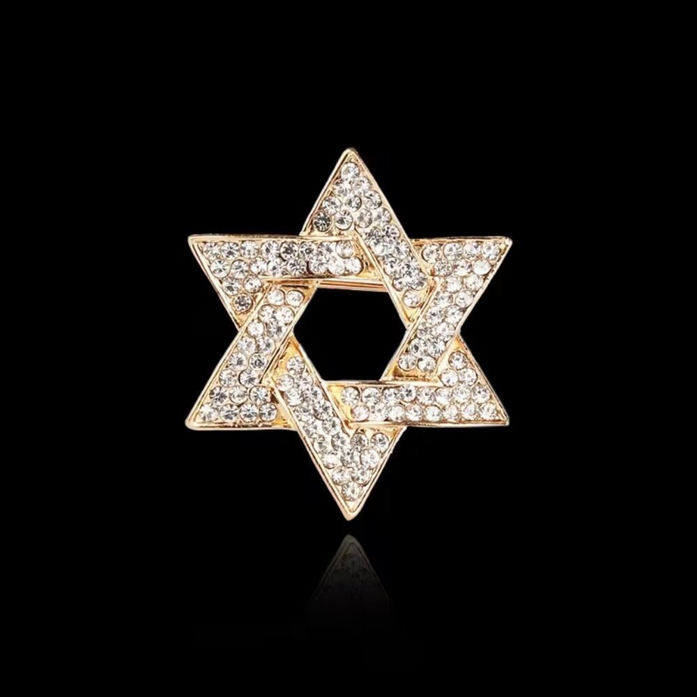 Star of David Jewish Brooch Rhinestone Encrusted - Picture 4 of 4
